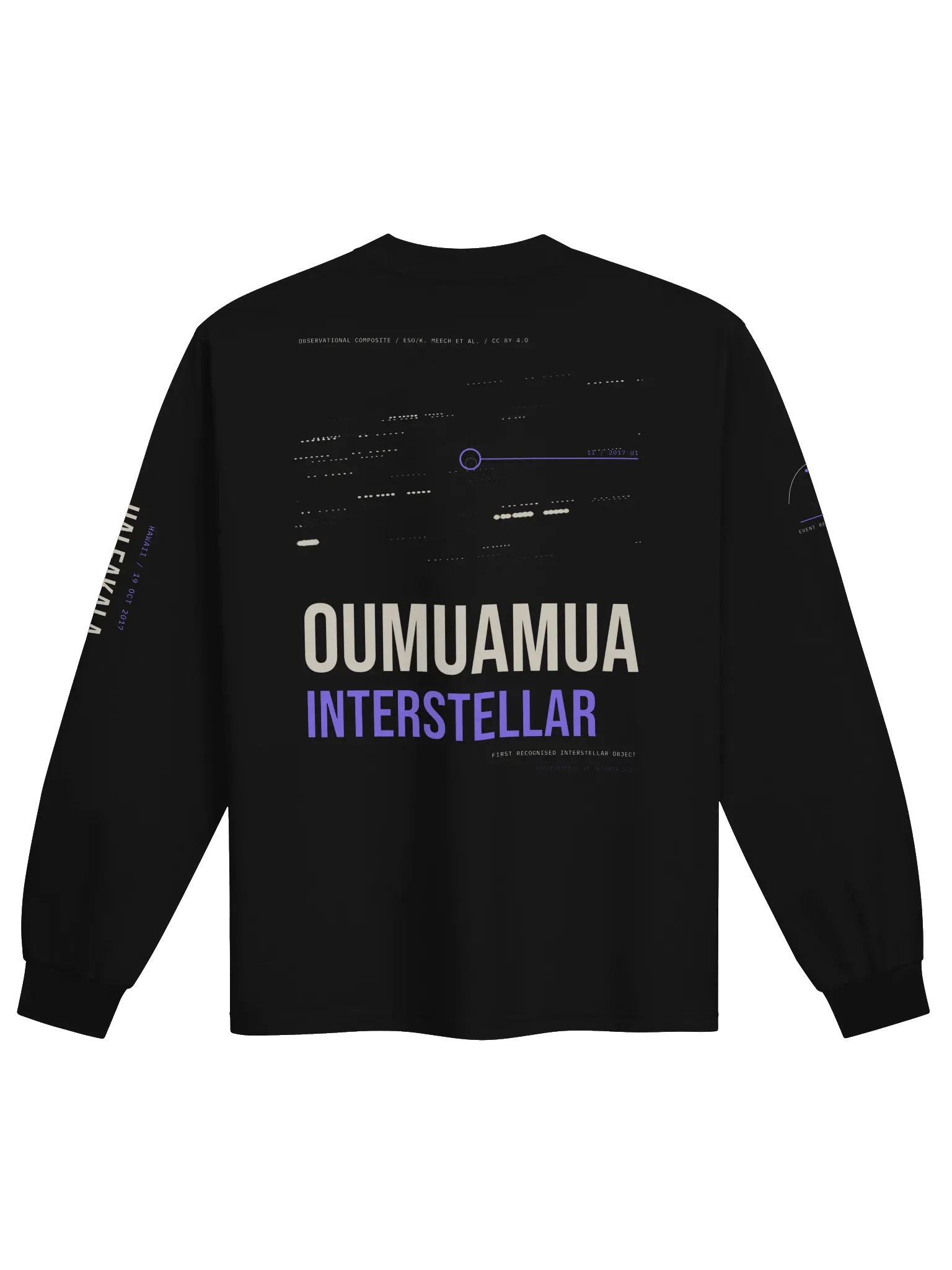 1I/2017 U1 ʻOumuamua Archive Long Sleeve, back artwork view