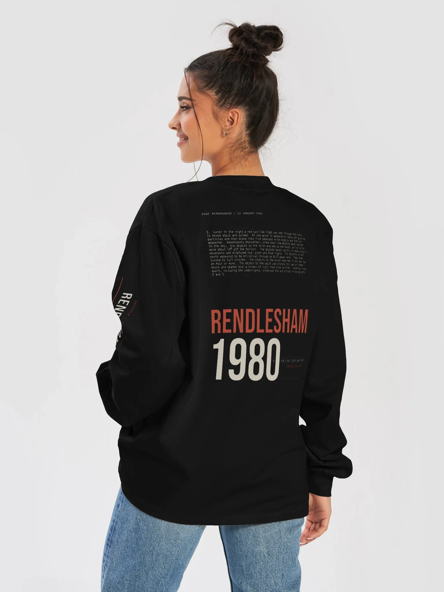 Rendlesham 1980 Archive Long Sleeve, back print detail
