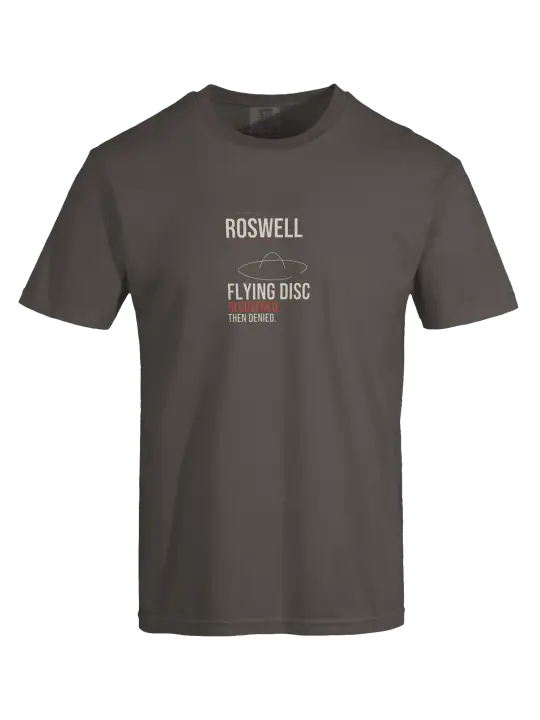 Roswell 1947 Heavyweight Tee, front worn view