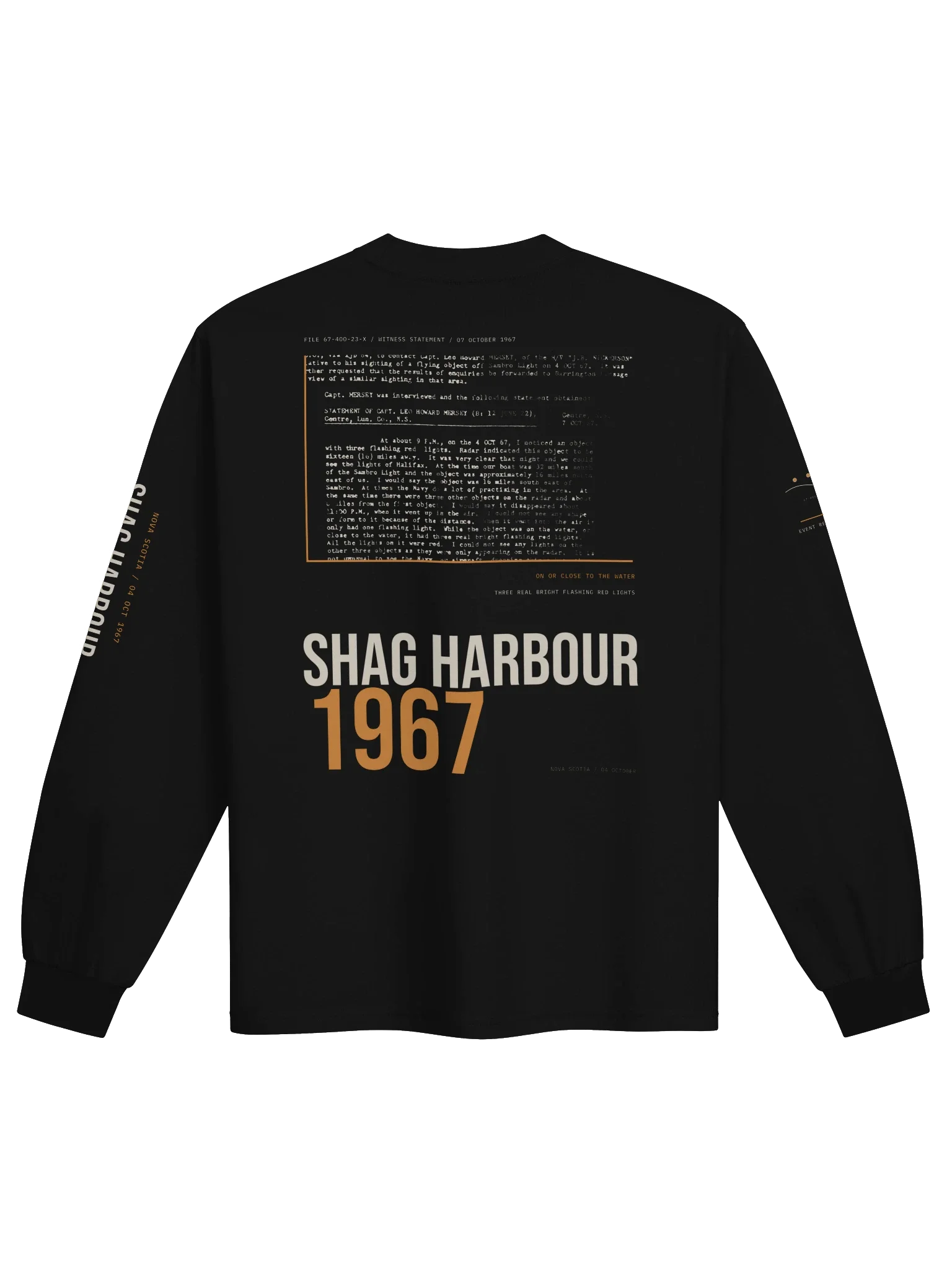 Shag Harbour 1967 Archive Long Sleeve, back artwork view