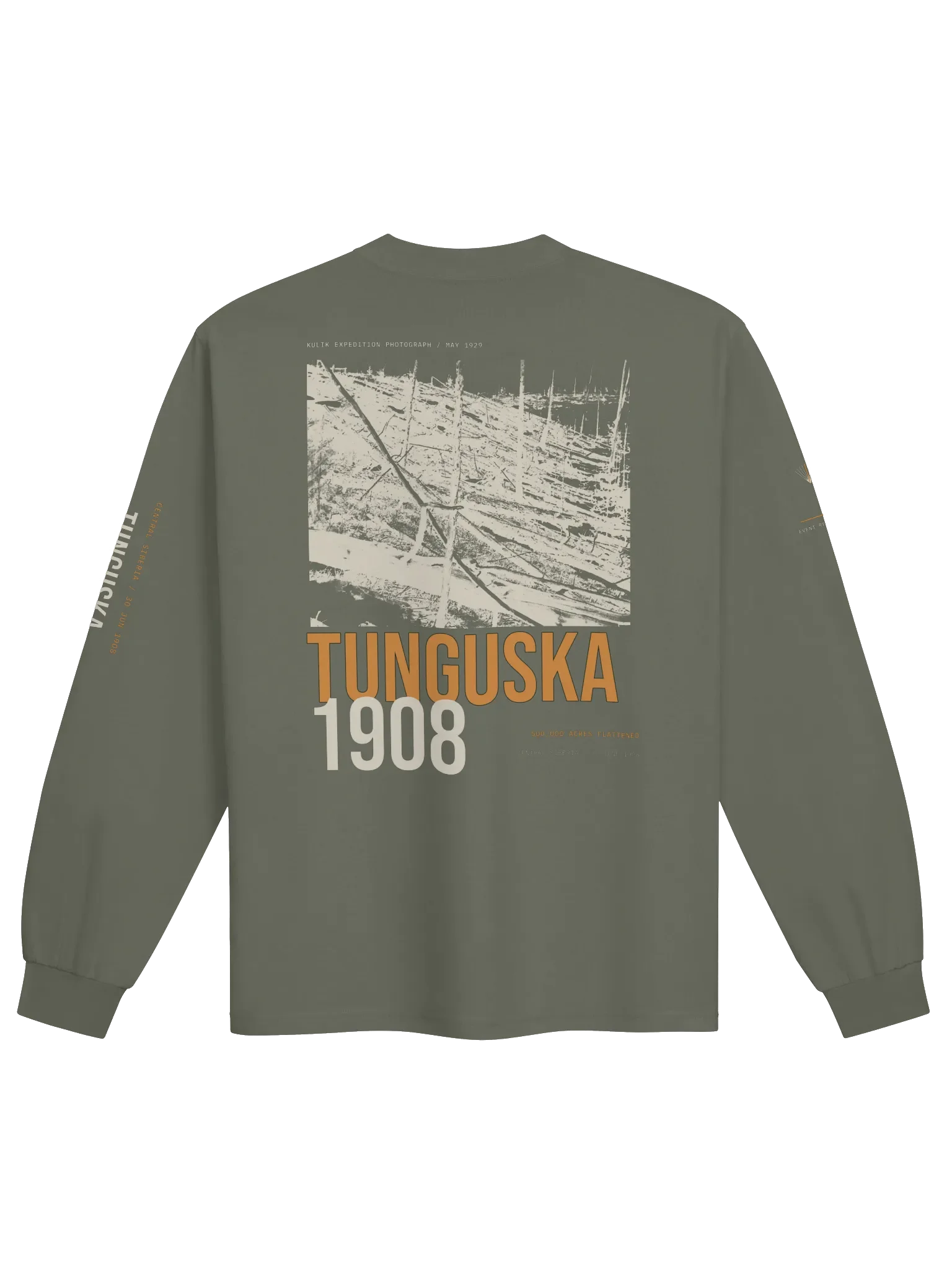 Tunguska 1908 Archive Long Sleeve, back artwork view